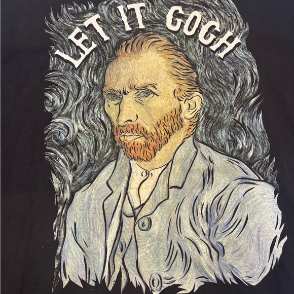 Black Graphic T-Shirt with Van Gogh Design - Picture 2 of 4
